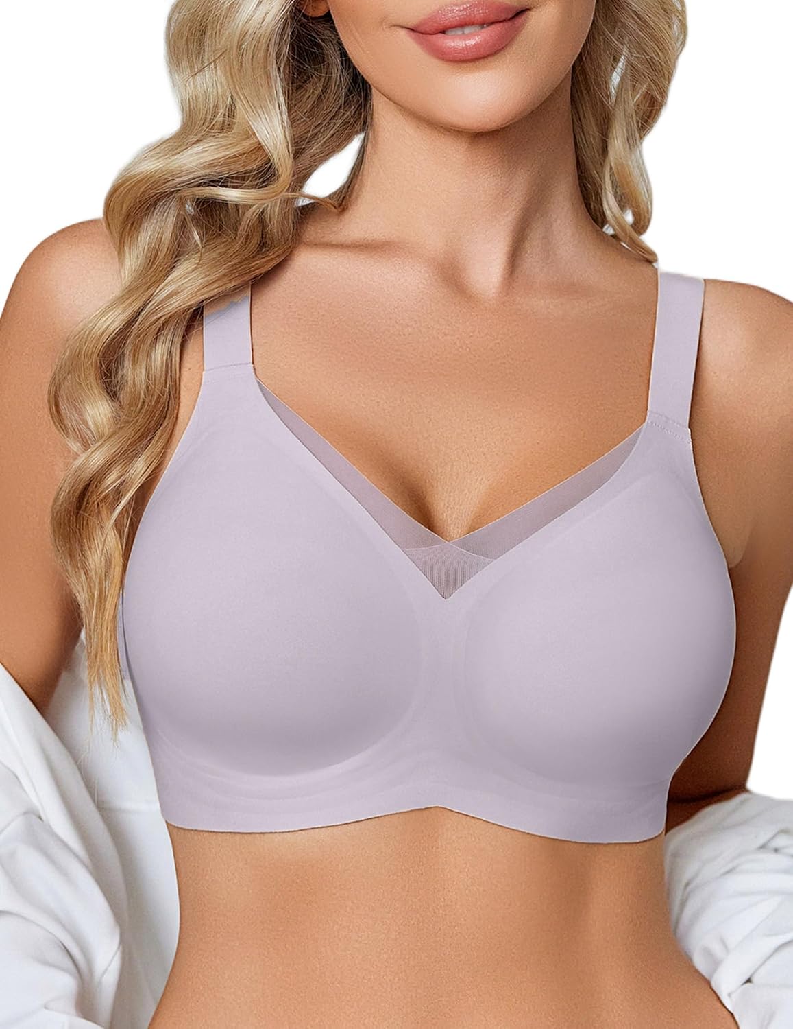 Avidlove Womens Seamless Bras No Underwire V Mesh Comfort Bralette Full Coverage Push Up Everyday T-Shirt Bra
