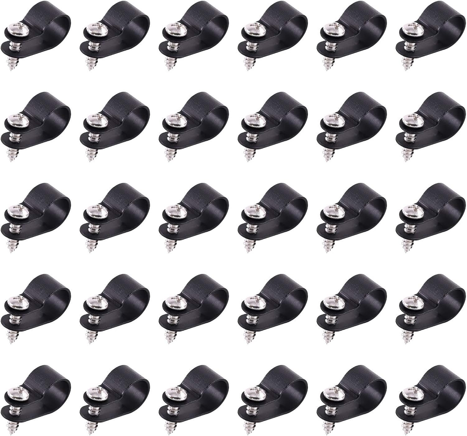 Swpeet 60 Pack Black 1/2 Inch Nylon Plastic R-Type Cable Clips Clamp ...