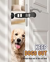 Vista 3 de Pestillo de puerta de metal para gatos, accesorio de puerta para gatos, fácil de instalar, duradero y plegable, 5 tamaños ajustables: mantiene