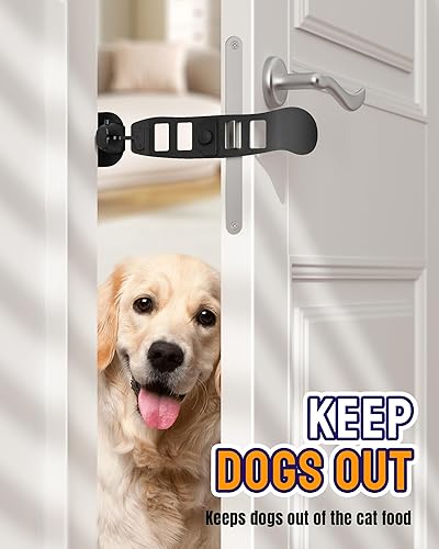 Miniatura 3 de Pestillo de puerta de metal para gatos, accesorio de puerta para gatos, fácil de instalar, duradero y plegable, 5 tamaños ajustables mantiene la