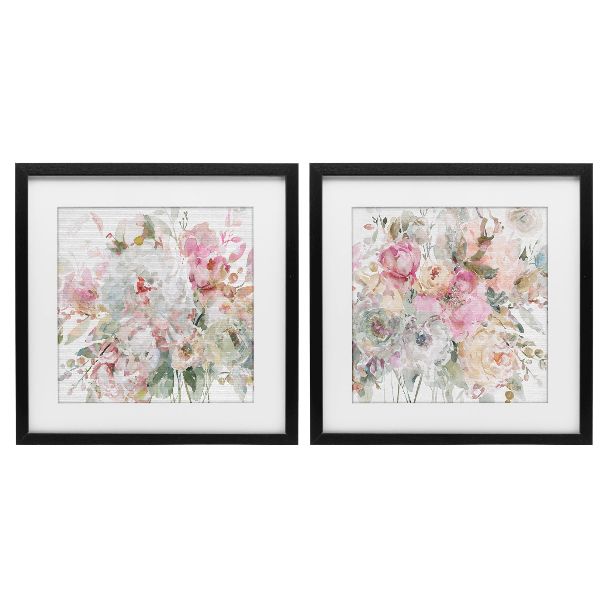 Stupell Industries Romantic Blush Floral Bouquet 'Romantic Blush Botanicals'| 2Pc Framed Print Under Glass Set