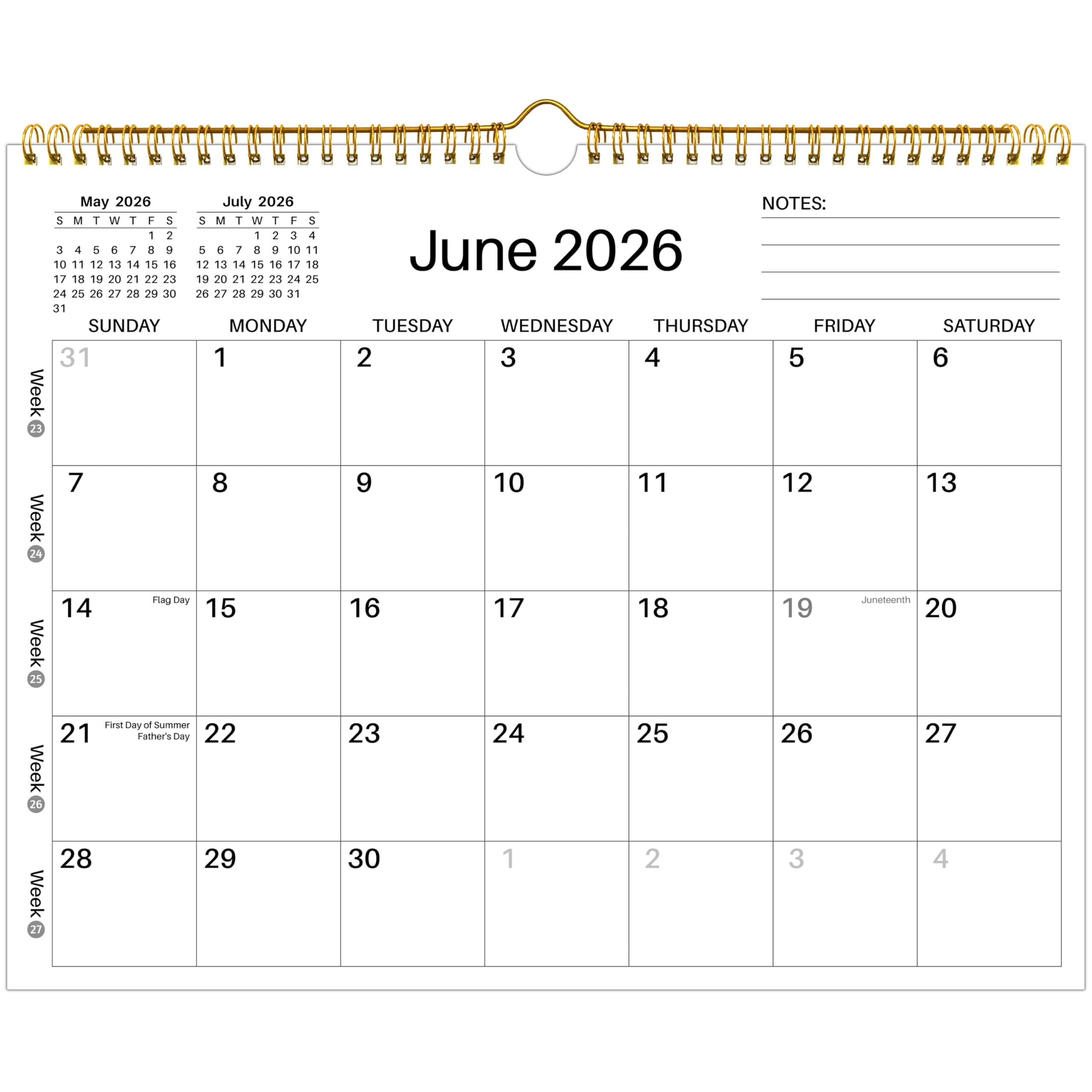 Wandkalender 2026-2027 weiß