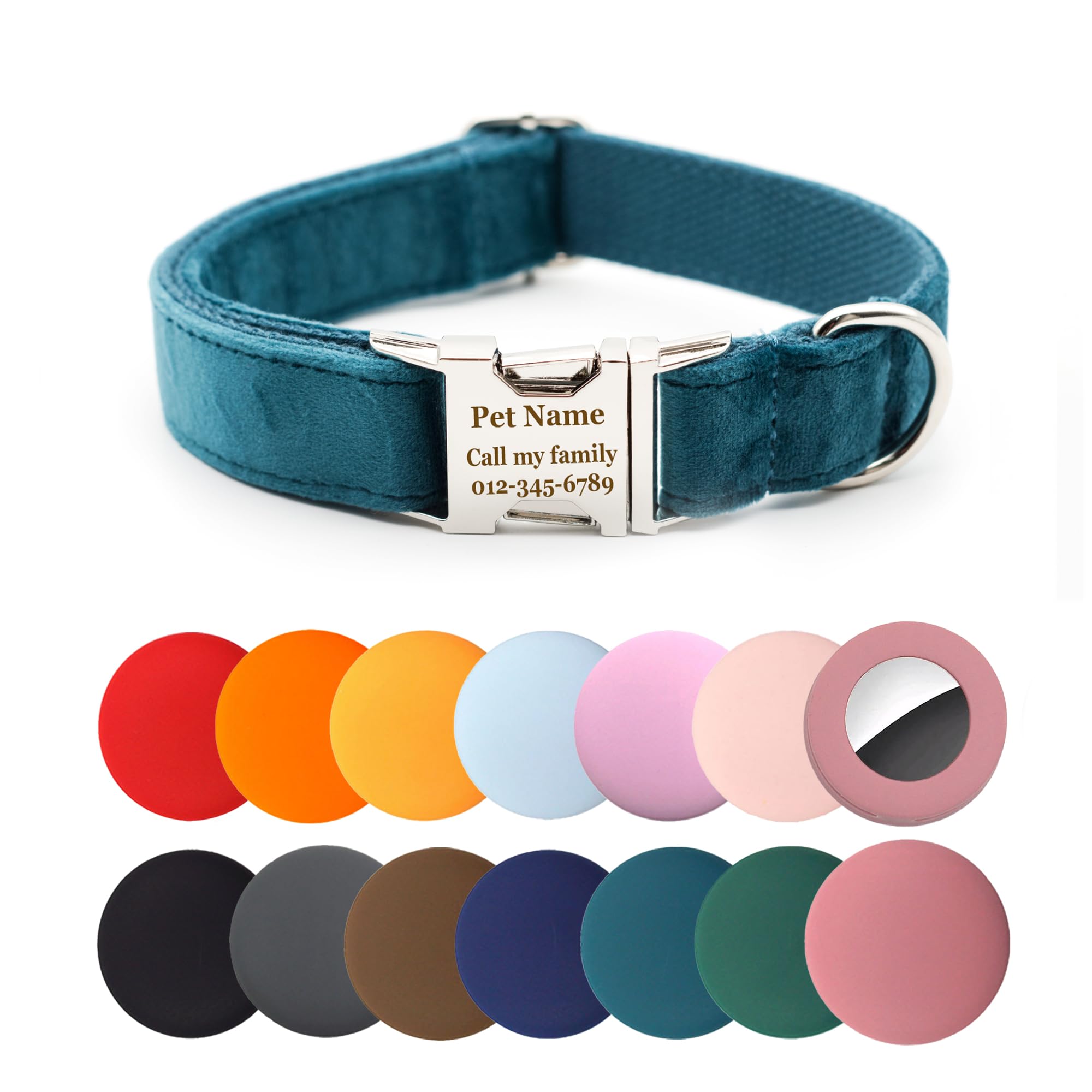 Personalized Dog Collar Thick Velvet (Green)