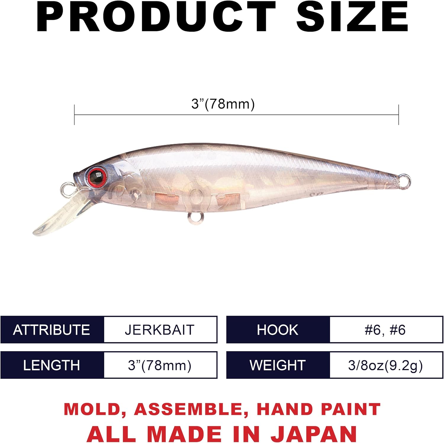 LUCKY CRAFT Pointer 78SP Fishing Lures, 3" Freshwater Bass & Trout Lures, Suspending 4ft-5ft Depth, Jerkbait, Bass Fishing Gear and Accessories, Ghost & Aurora