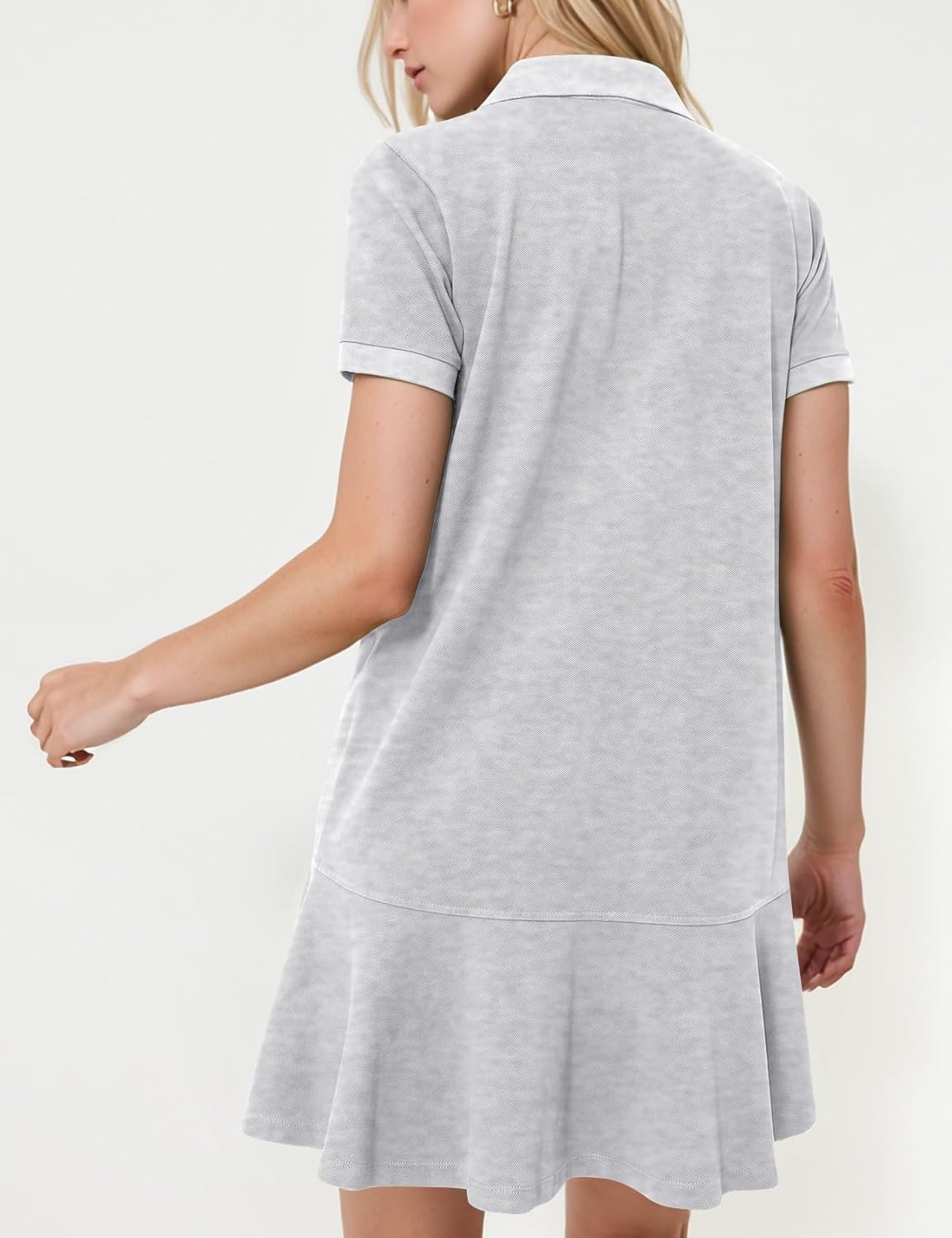 Kissonic Women's Polo Dress Short Sleeve V Neck Ruffle Hem Casual Summer Golf Tennis Mini Shirt Dresses - Image 4