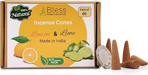 Bless International Limón y lima 100% natural - Conos de incienso hechos a mano sumergidos a mano orgánicos sin productos químicos