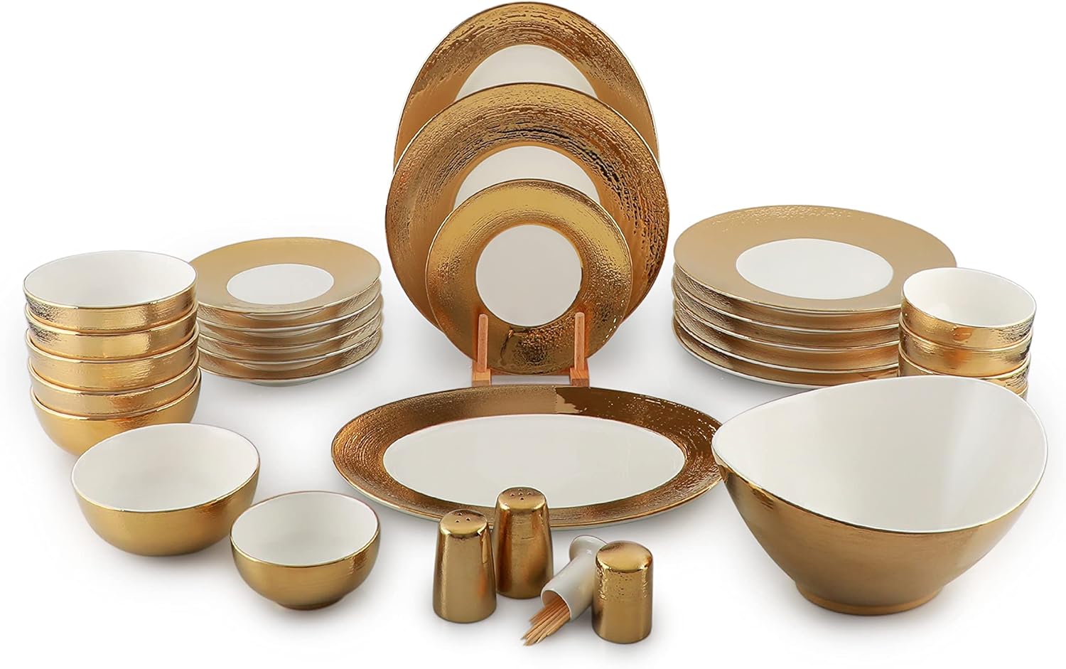Dinner Set LIFE SMILE, 30 Pieces Porcelain Dinner Set Microwave Safe