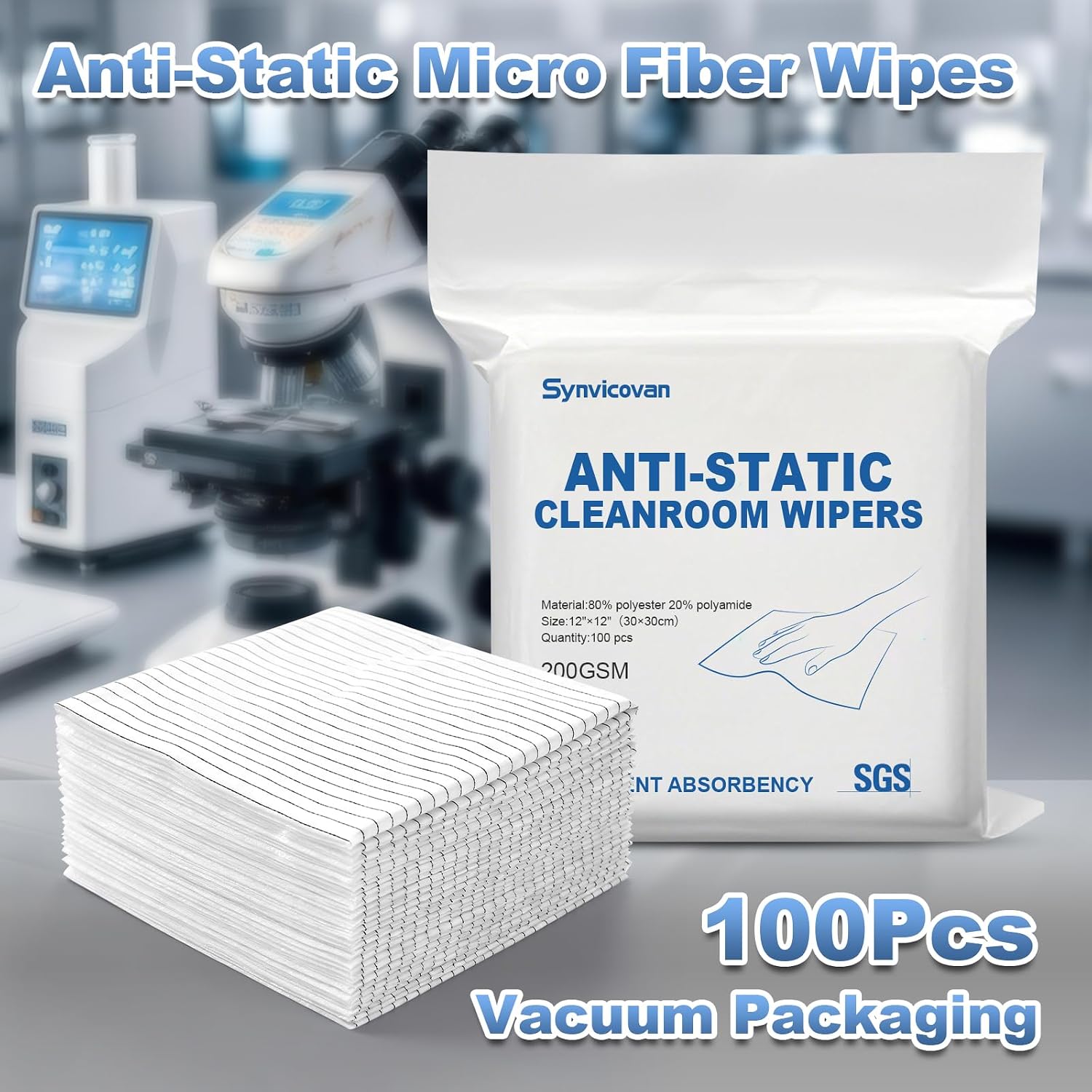 Anti-Static Microfiber cloths 12"x12"(100 Pcs,200GSM) image 3