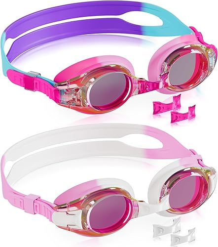 Miniatura 36 de Aegend - Paquete de 2 gafas para niños, gafas de natación para niños de 4 a 16 años, niños y niñas jóvenes, gafas de piscina antivaho, impermeables,