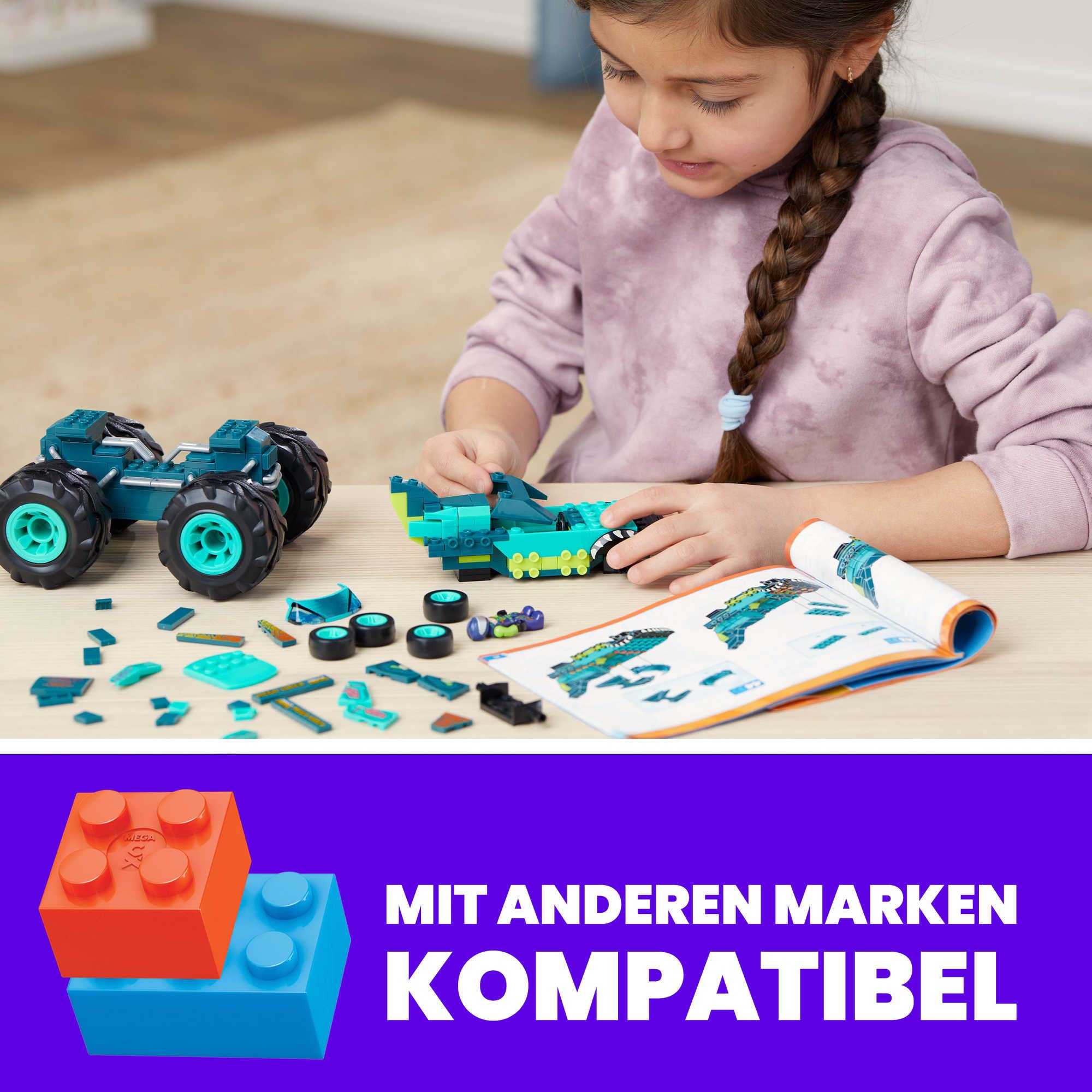 MEGA HDJ95 - Mega Wrex Monster TruckBausatz, Bauspielzeug für Kinder ab 5 Jahren