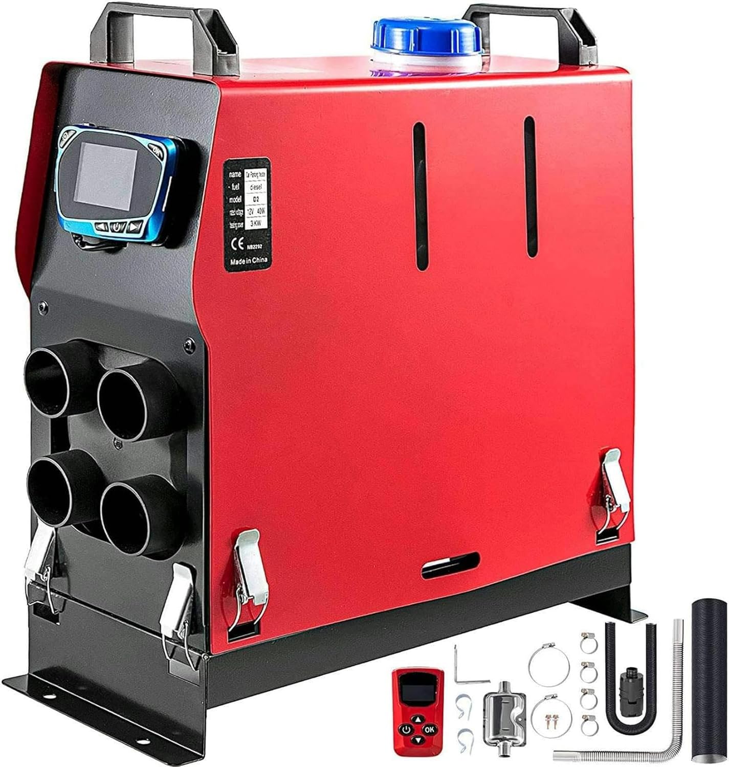 5KW All in One Parking Heater 4 Air Outlet 12V Diesel Heater with LCD Switch for Trucks RV, Buses and Trailers-12V~/
