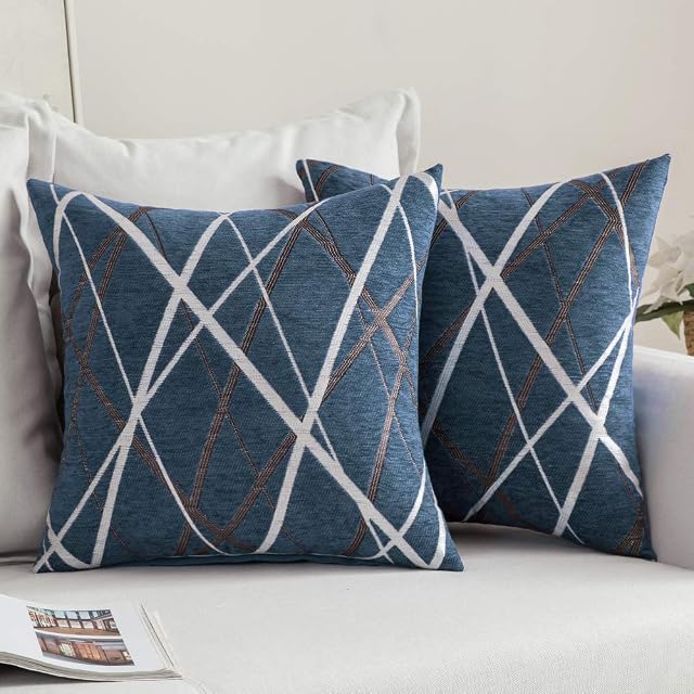 MIULEE Christmas Throw Pillow Case Cushion Covers Line Decorative Square Cushions for Sofa Pillowcases for Couch Livingroom Bed with Invisible Zipper 45cm x 45cm 18x18 Inches 2 Pieces Dark-green