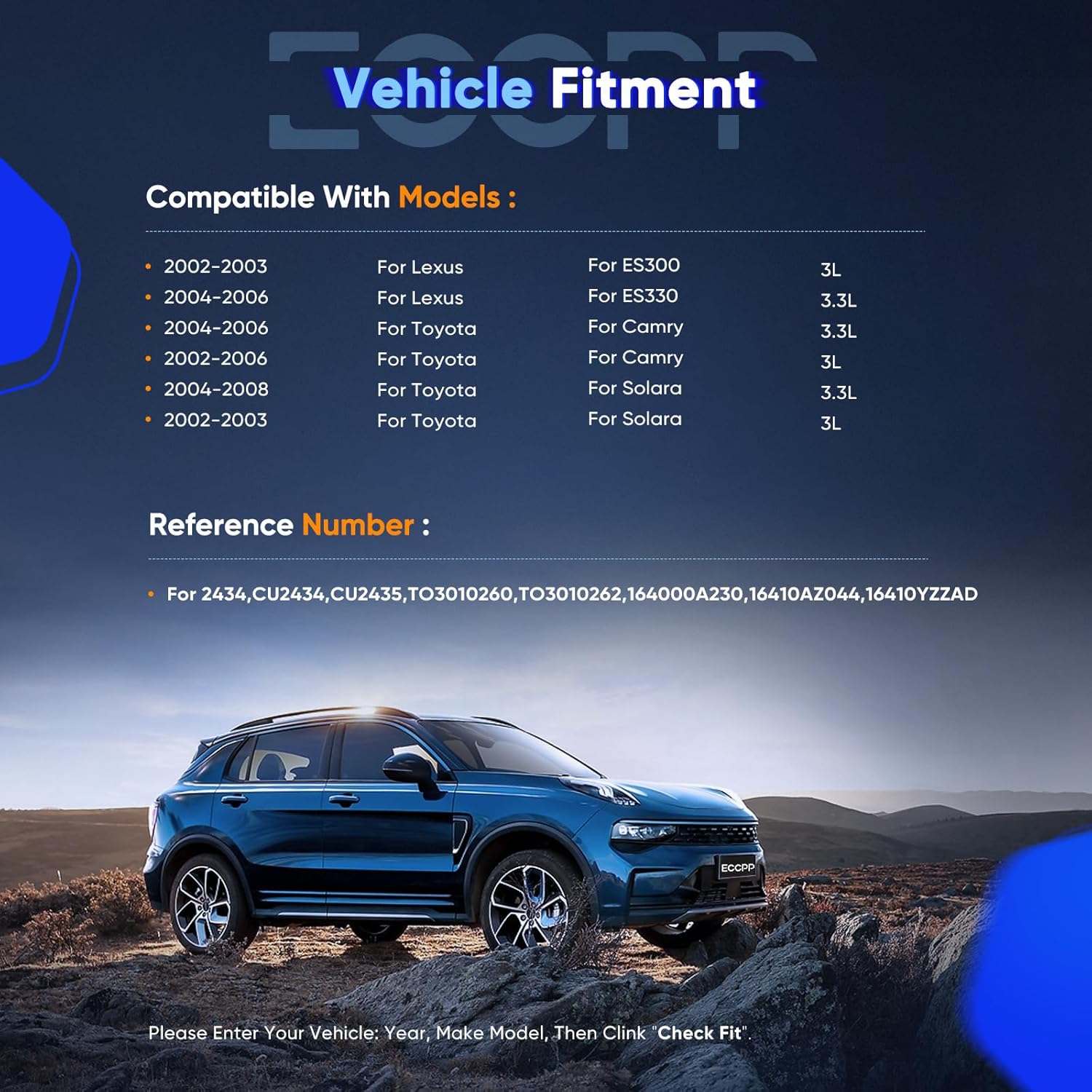 ECCPP 2434 Radiator for 2002-2003 for Lexus for ES300 3.0L 2004-2006 for Lexus for ES330 3.3L 2002-2006 for Toyota Camry 3.0L 2004-2006 for Toyota Camry 3.3L Engine Coolant Radiator Car Radiator