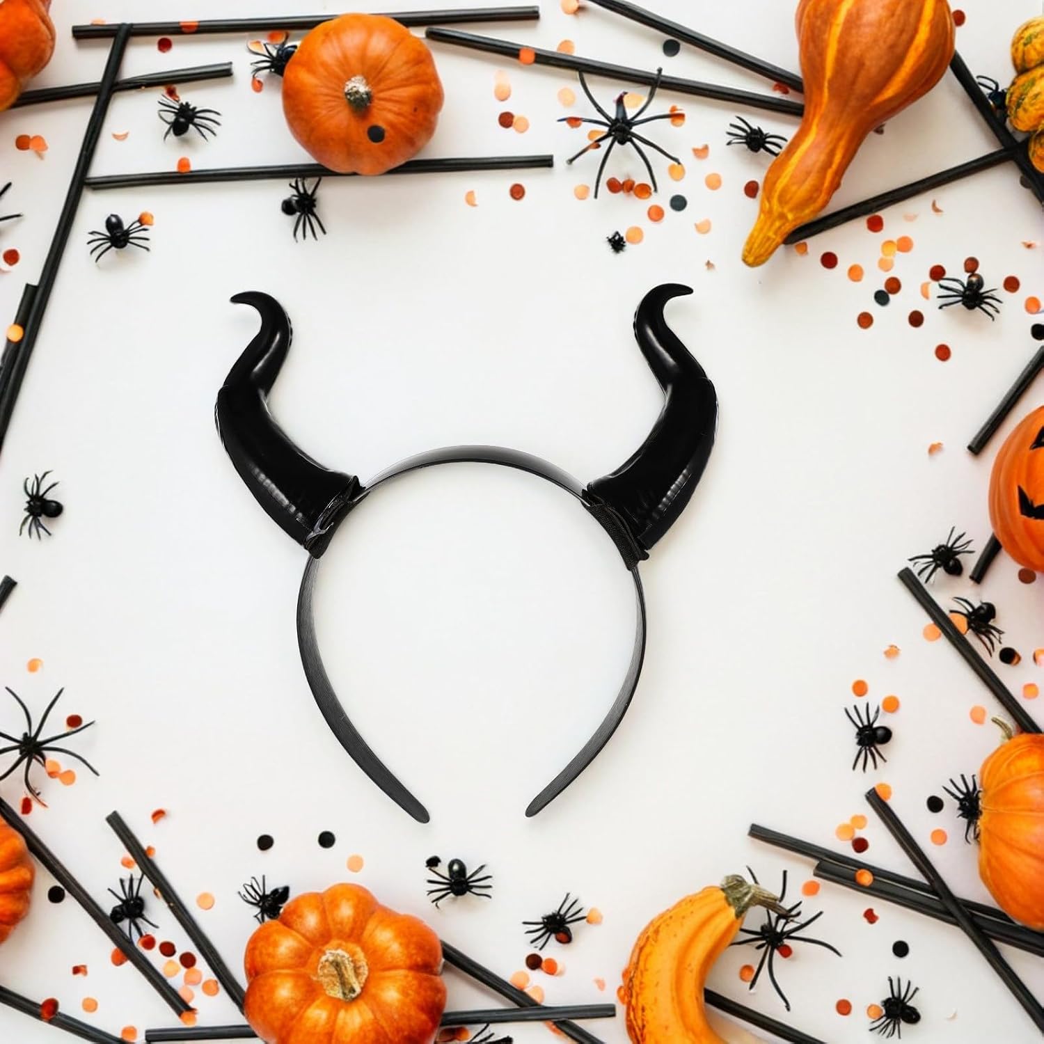 VANZACK 3pcs Demon Cosplay Horn Headband For Women, Halloween Horn Hair Hoop, Costume Party Hair Accessories, Festival Headwear, Black