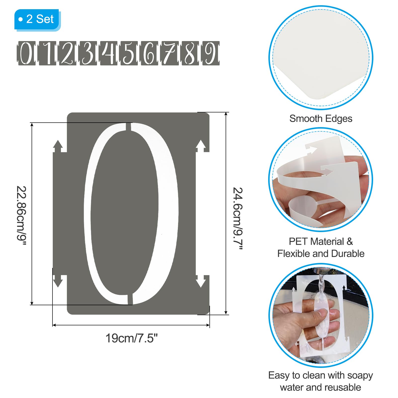 PATIKIL 20Pcs 9 Inch Large Number Stencils, 0-9 Address Number Stencil - Image 2