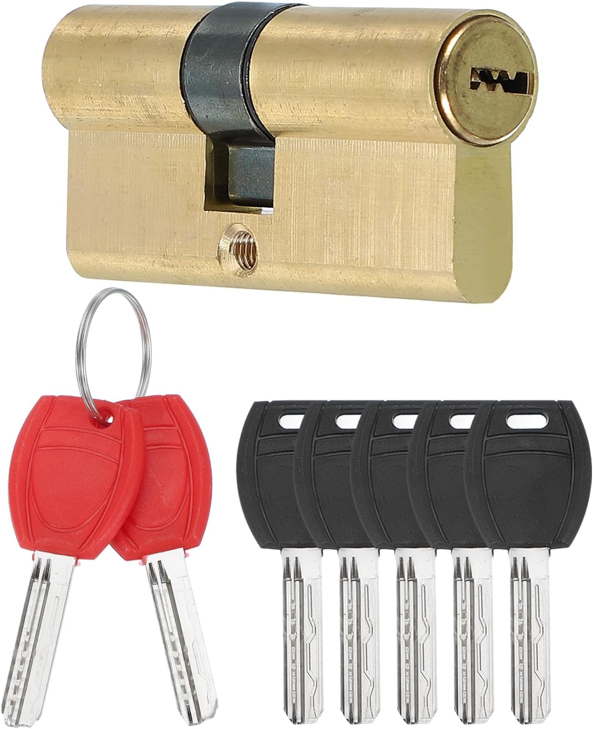 PATIKIL European Double Lock Cylinder, 70mm(27.5/10/32.5) Door Cylinder Lock with 7 Keys Solid Brass Lock Cylinder for Anti-Theft Wooden Aluminum Door