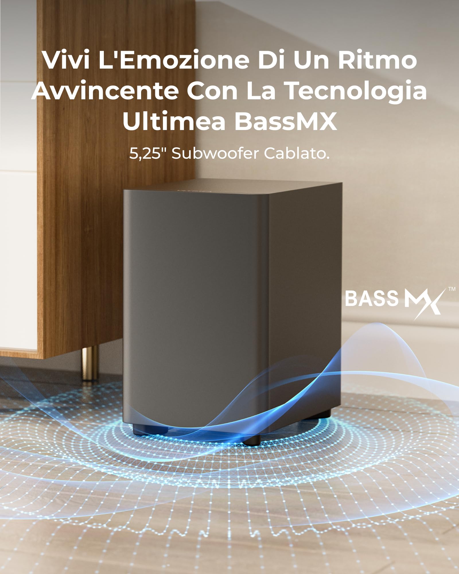 ULTIMEA 7.1 Soundbar TV, Sistema Audio Home Theater Surround | Subwoofer da 5,25", Potenza di Picco di 350 W, 4 Altoparlanti Surround, Controllo tramite App, HDMI ARC, Bluetooth 6.0