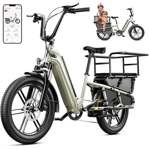 SISIGAD Family Electric Bike with Child Seat - 1500W 28MPH Fat Tire Ebike, 48V 15Ah Removable Battery, Step-Through Frame, Dual Hydraulic Brakes，LCD & APP Control, UL 2849 Certification