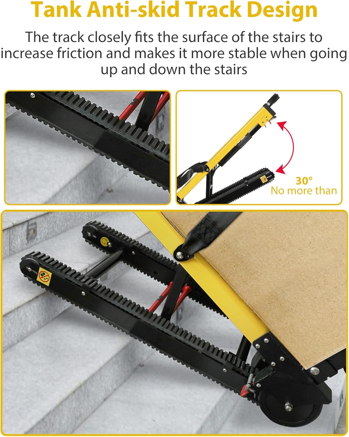 Electric Stair Climbing Dolly with 3 Adjustable Speeds and 440lbs Max Load Capacity, Folding Stair Climbing Dolly with Rubber Tracks for Easy Up/Down Stairs, Move Furniture Home Warehouse(Upgrade)