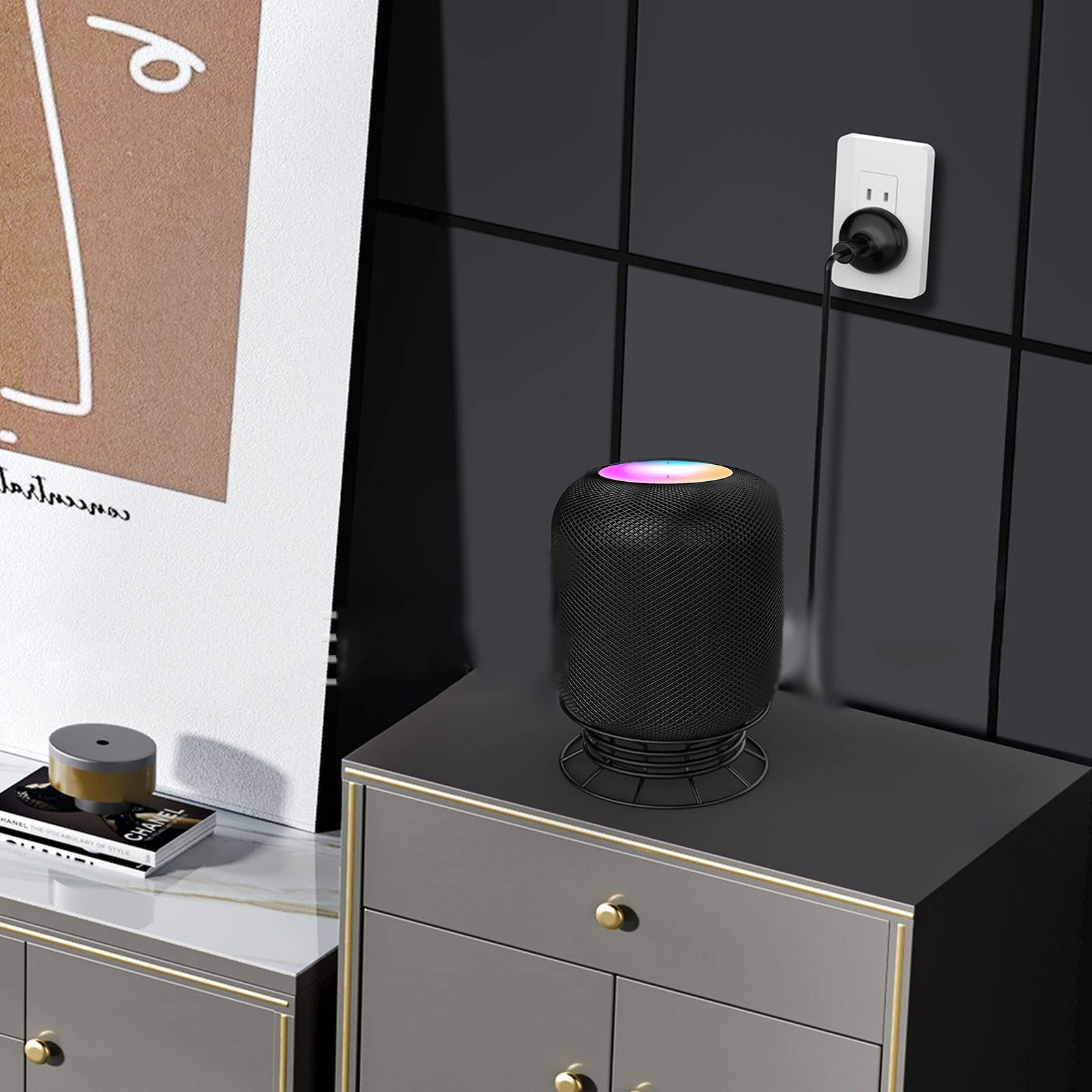 Support HomePod Mini - Acier Carbone - Noir/Blanc - Stable Et Design