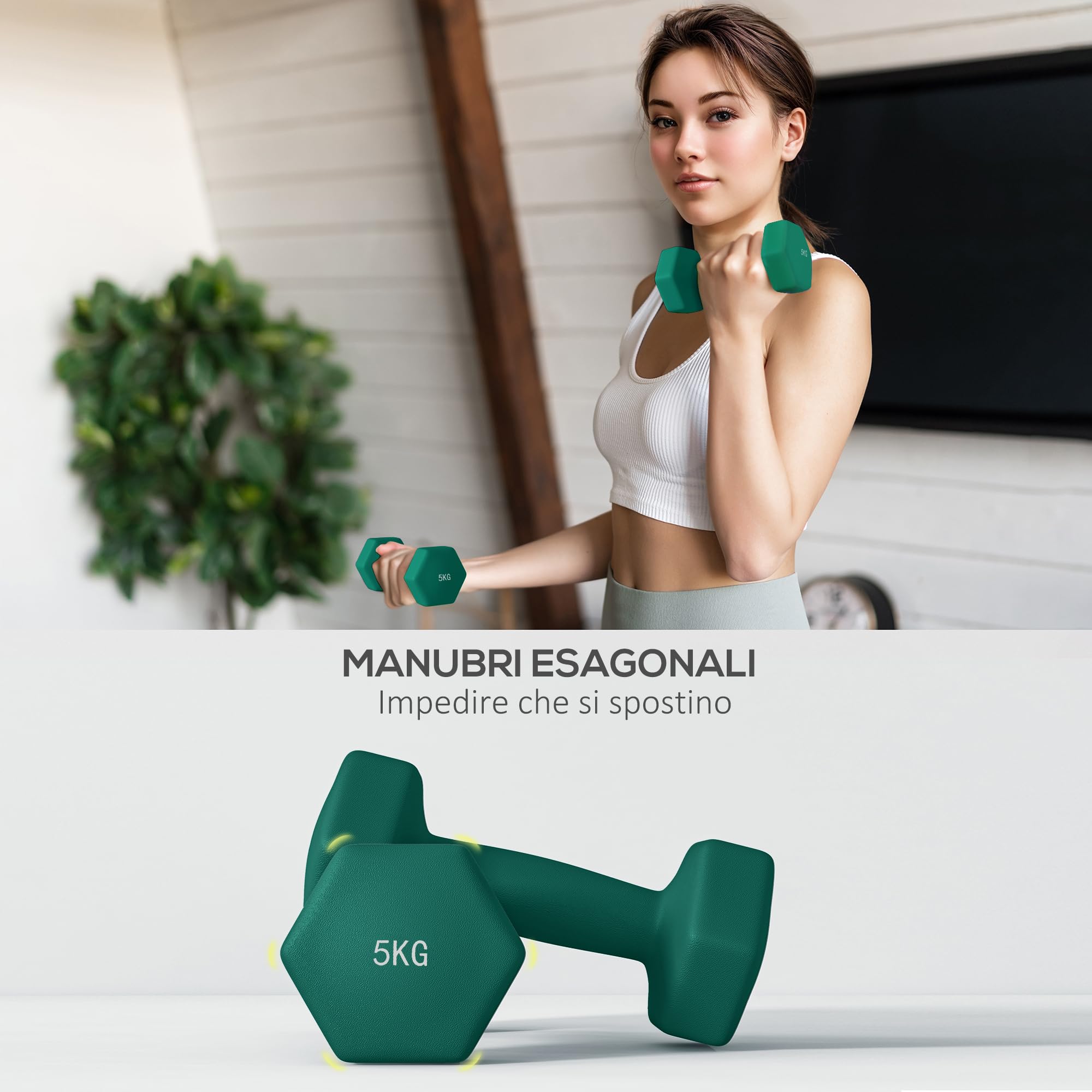 SPORTNOW Juego de mancuernas de gimnasio con soporte plegable, mancuernas para gimnasio hexagonales de metal con mango, entrenamiento fitness en casa, multicolor