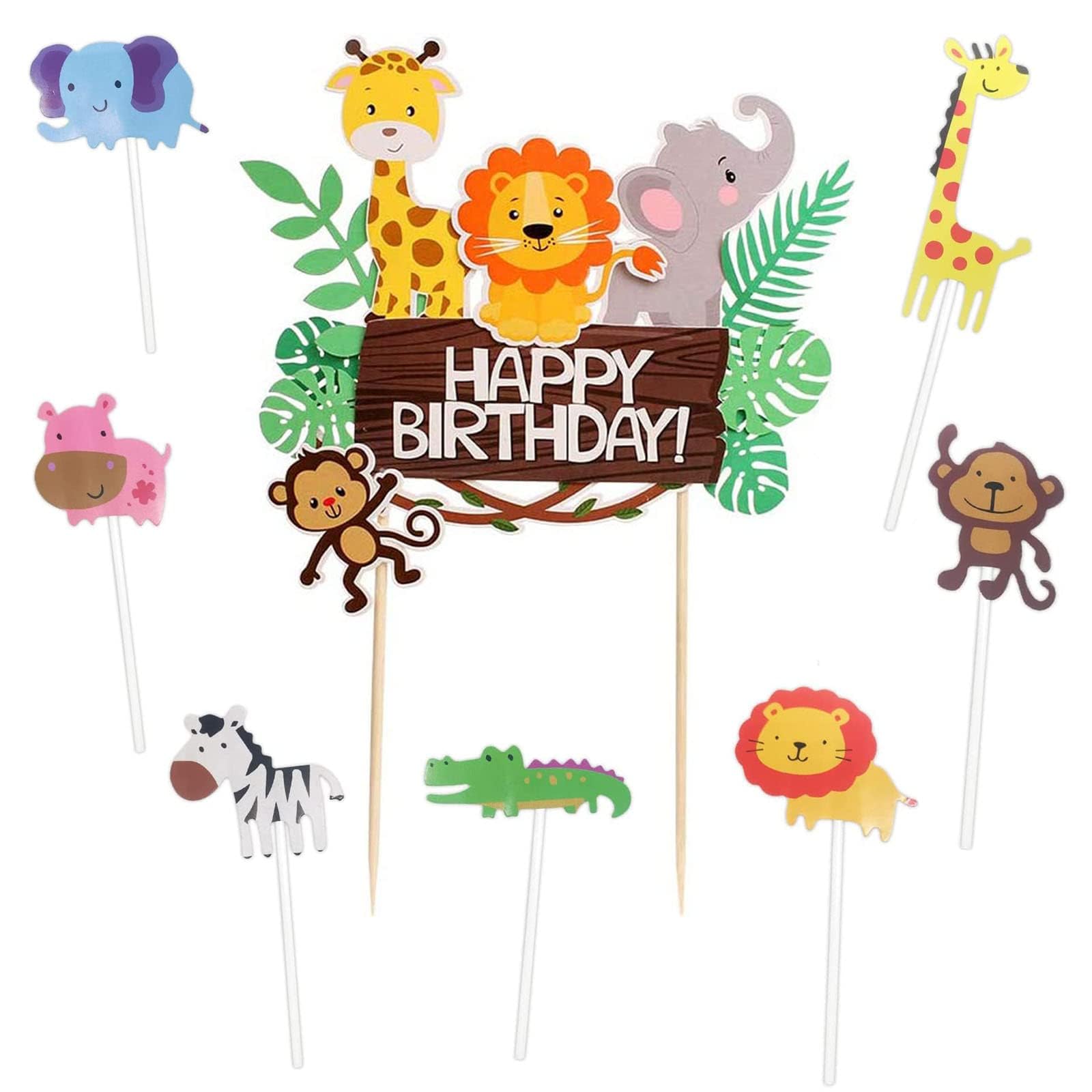 Rongxze 12-teiliges Waldtiere Cake Topper Set – Dschungel-Deko Für Kindergeburtstage