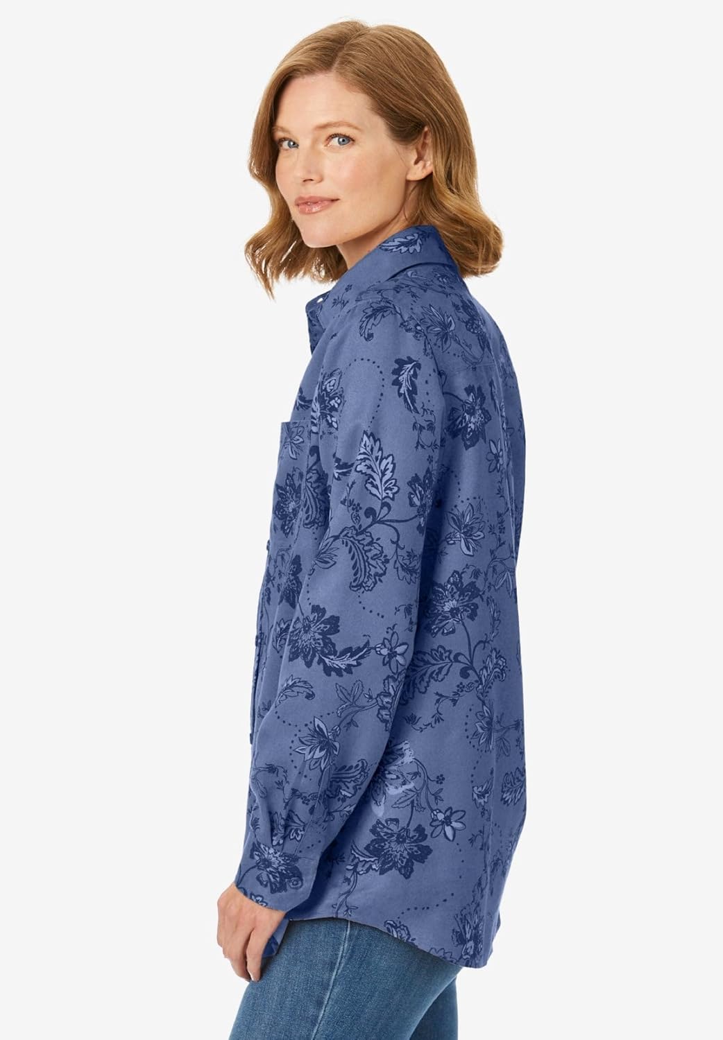 Woman Within Plus Size Soft Faux Suede Shirt
