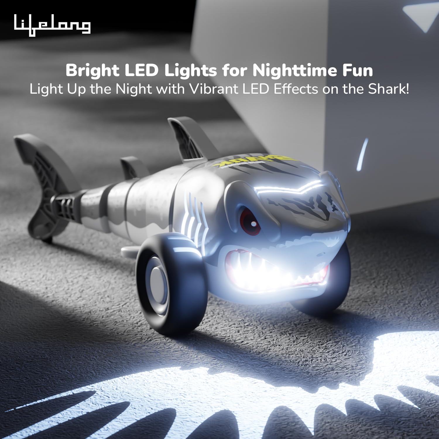 Lifelong Rechargeable Remote Control Shark Stunt Car for Kids, 360 Rotational, LED Lights, 2.4GHz RC Stunt Toy, High-Speed Shark-Themed Racing Car, Fun Toy and Birthday Gift for Boys and Girls 2