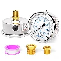 Vista 41 de MEANLIN MEASURE - Manómetro electromecánico de acero inoxidable, relleno de líquido, esfera con cara de 2.5 pulgadas, NPT de 1/4 de pulgada, agua