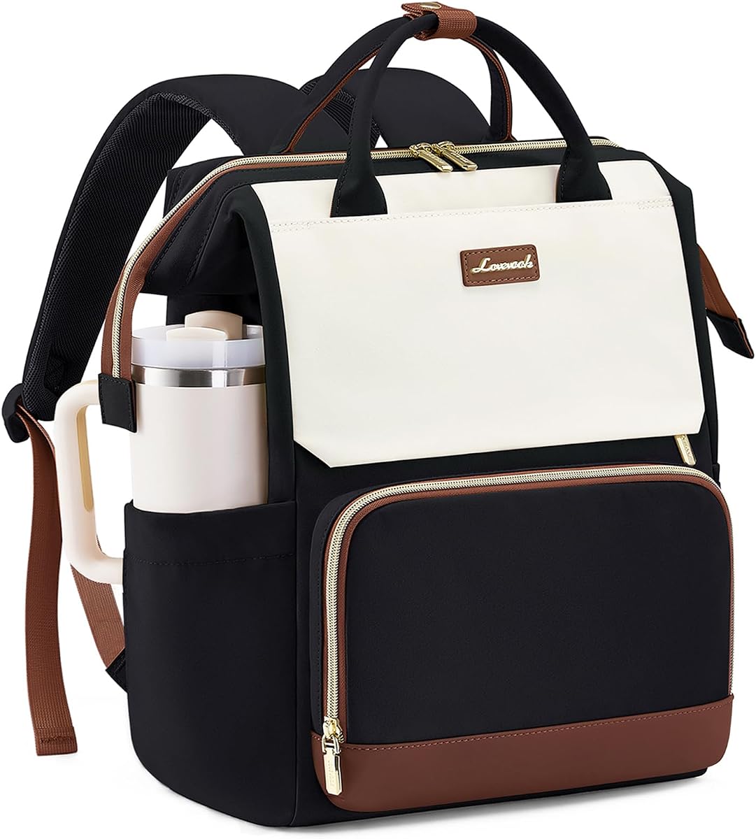 LOVEVOOK Mochila para ordenador portátil para mujer con bolsillo gigante para vaso para viajes, trabajo, enfermera, profesora