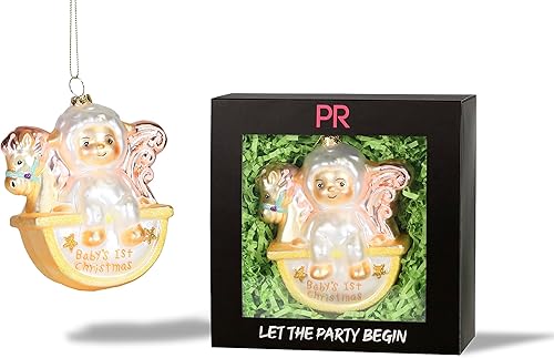 Party Rock | Adorno de cristal de la primera Navidad del bebé | Colección Bebé