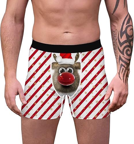Miniatura 3 de Ainuno Ropa interior de Navidad para hombre, divertidos regalos de broma, novedad divertida, calzoncillos tipo bóxer sin bragueta