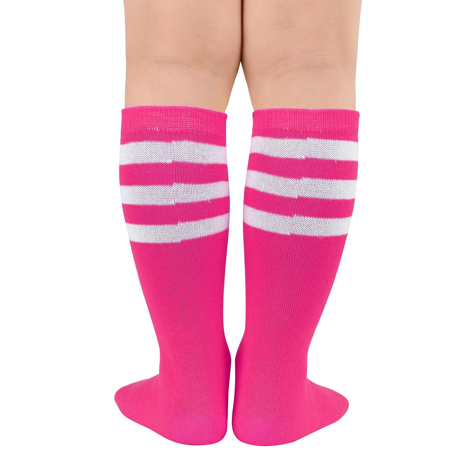 American Trends 4 pares de calcetines de fútbol para niños pequeños, calcetines de fútbol para jóvenes, calcetines hasta la rodilla, negro/blanco, blanco/negro, rosa/blanco, rosa/blanco, rosa/blanco,