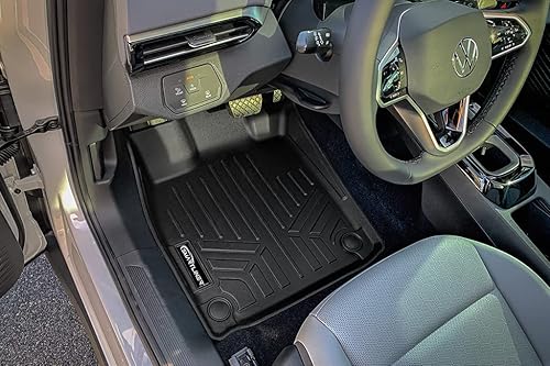 Miniatura 2 de SMARTLINER Juego de alfombrillas negras de 2 filas para todo tipo de clima, compatibles con Volkswagen ID.4 2021-2023