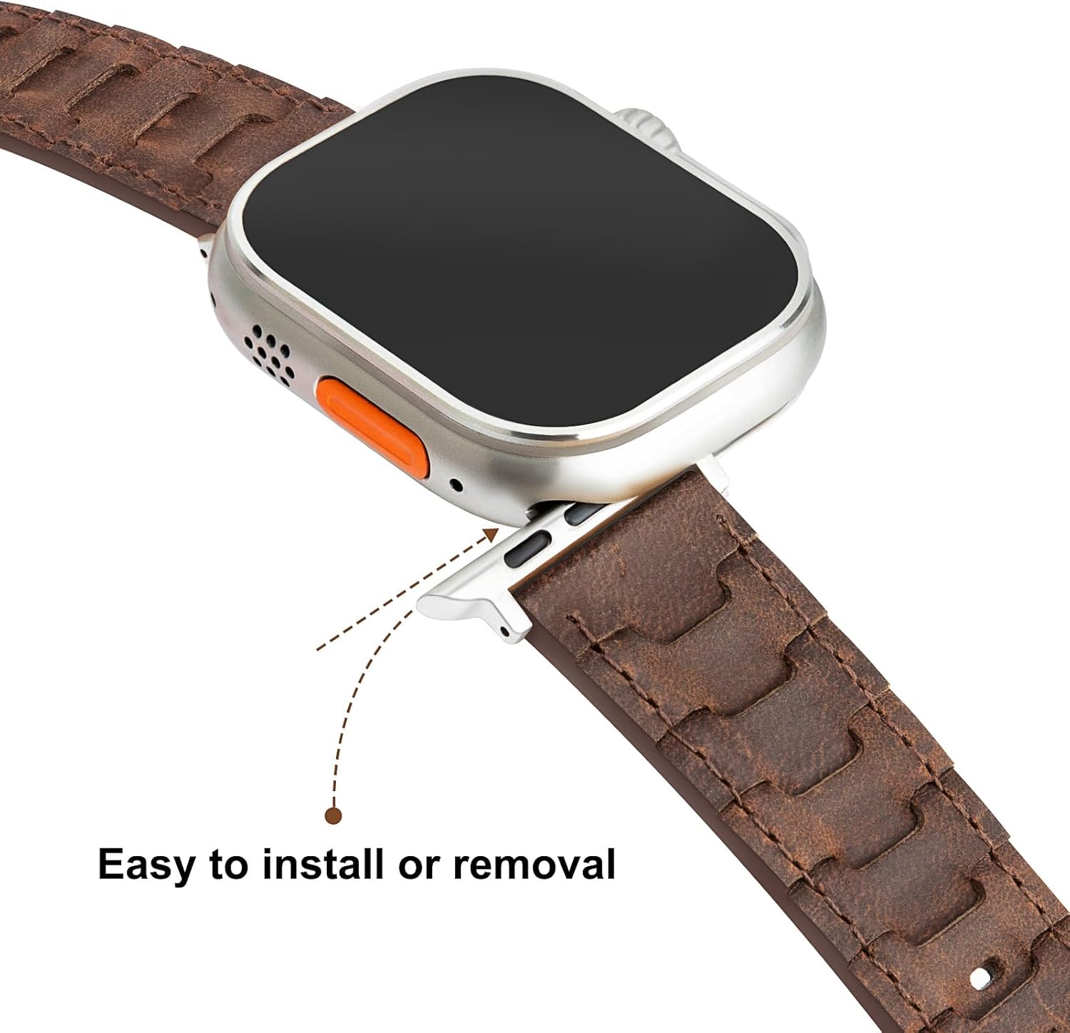 Leather Bands Compatible with Apple Watch 49mm 46mm 45mm 44mm 42mm(Series 1 2 3) Band Men Women, Handmade stitching of genuine Leather Wristband Replacement Band Compatible for Apple Watch Ultra 3/2 iwatch Series 11 10 9 8 7 6 5 4 SE (Coffee brown, 49/46/45/44/42mm(Series 3 2 1)) - Image 4