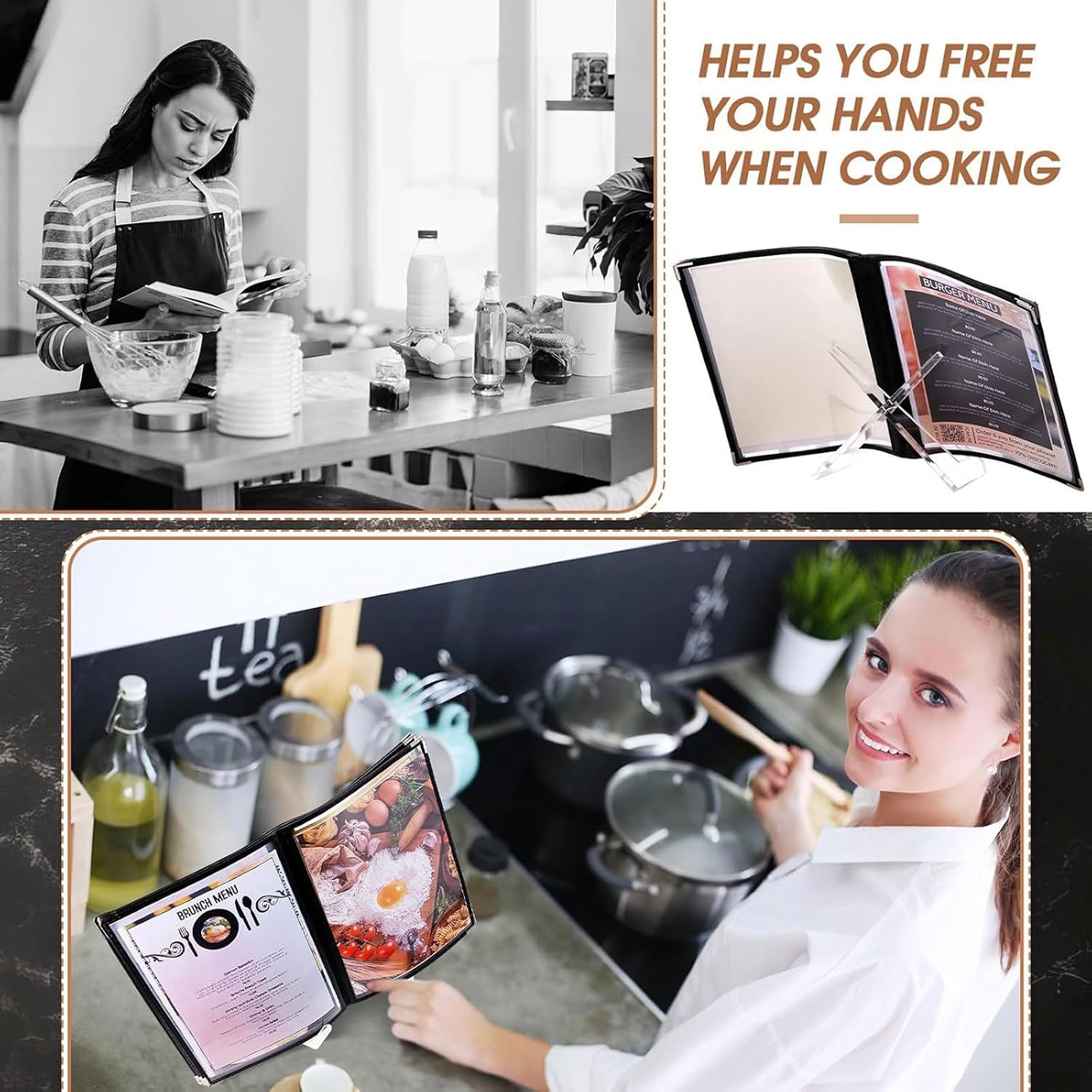Artwork Showcases Rack Transparency Structure for Recipes Plates Books Space Saving Acrylic Cookbook Holder Multipurpose Acrylic Display Rack