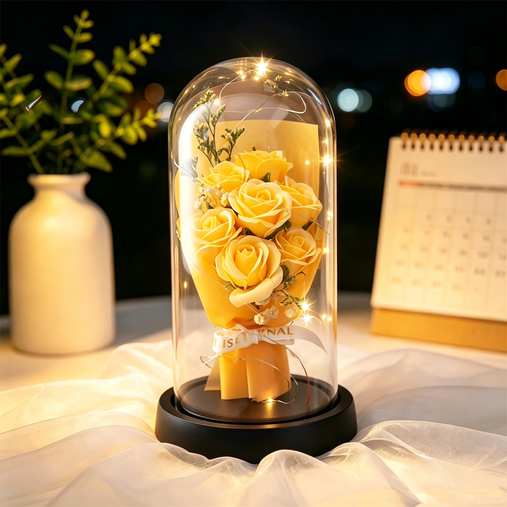 Roses éternelles artificielles sous verre : finis les bouquets fanés