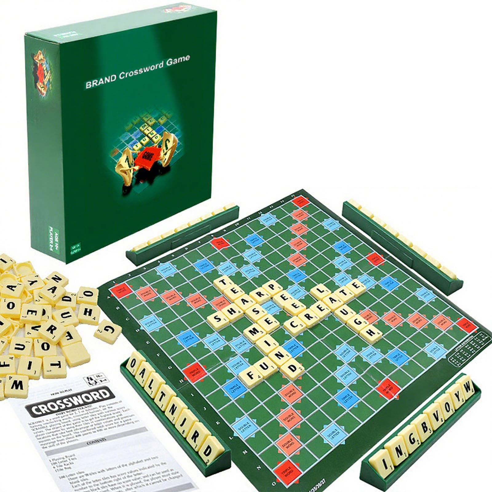 Scrabble Board Game, English Word Spelling Toy, Reusable Creative English Alphabet Game with 100 Letter Blocks,Educational Spelling & Reading Games for Kids Preschool,Word Games for 2 to 4 Players
