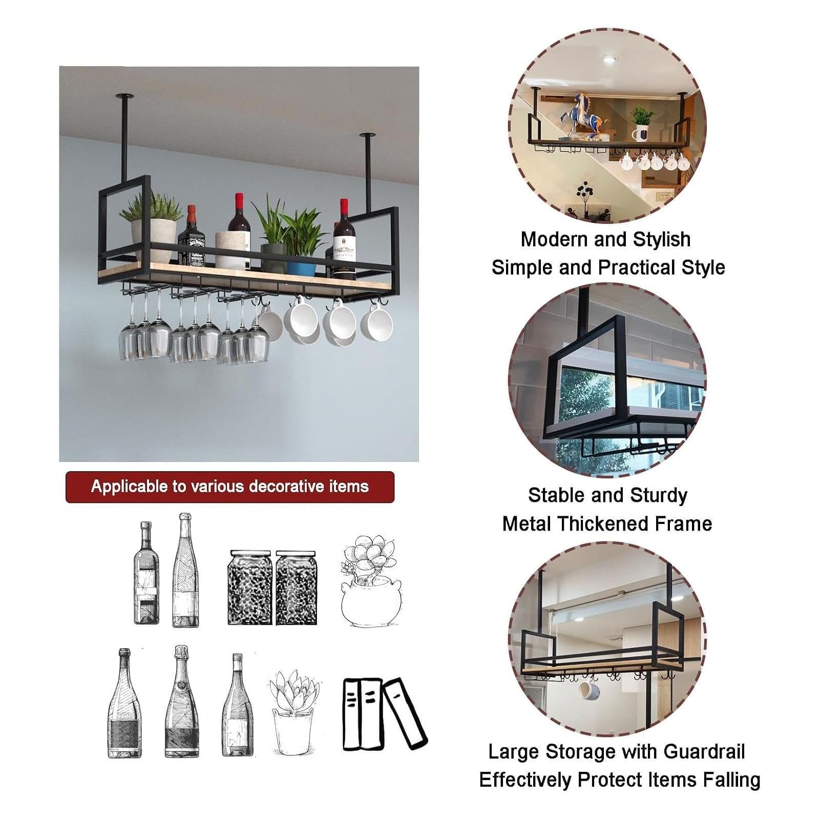 Portabottiglie da soffitto a un livello per bar ristorante da cucina