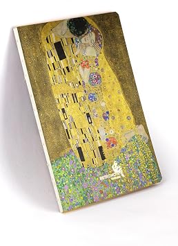 Retronote The Kiss, Gustav Klimt 1907-08, Vintage Defter VI,  izgisiz, 96 Sayfa,  plik Diki , Esnek Kapak, Yald zl  Oval Kenar, Tuval Doku, 90 gram, Fildi i Renk, 14,8x21x1cm