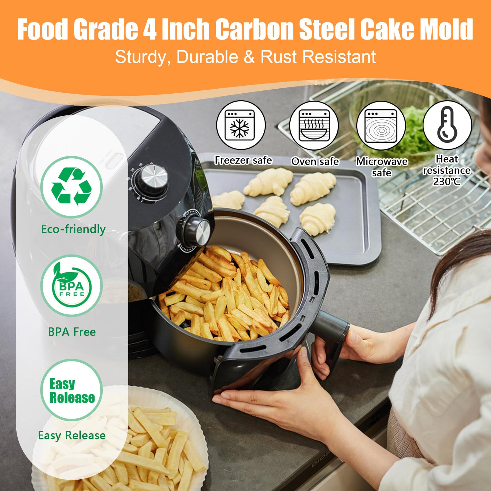 4 stampi per friggitrice ad aria, 10,2 cm, per friggitrice ad