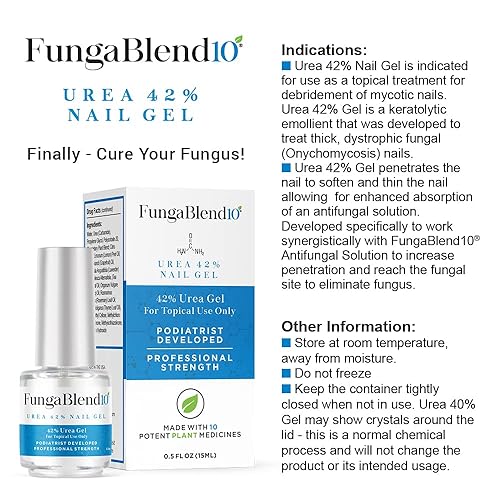 Miniatura 6 de FungaBlend 10 – Urea 42% Gel de uñas para curar hongos más rápido – Proporciona medicamentos antifúngicos directamente a hongos – Resultados rápidos