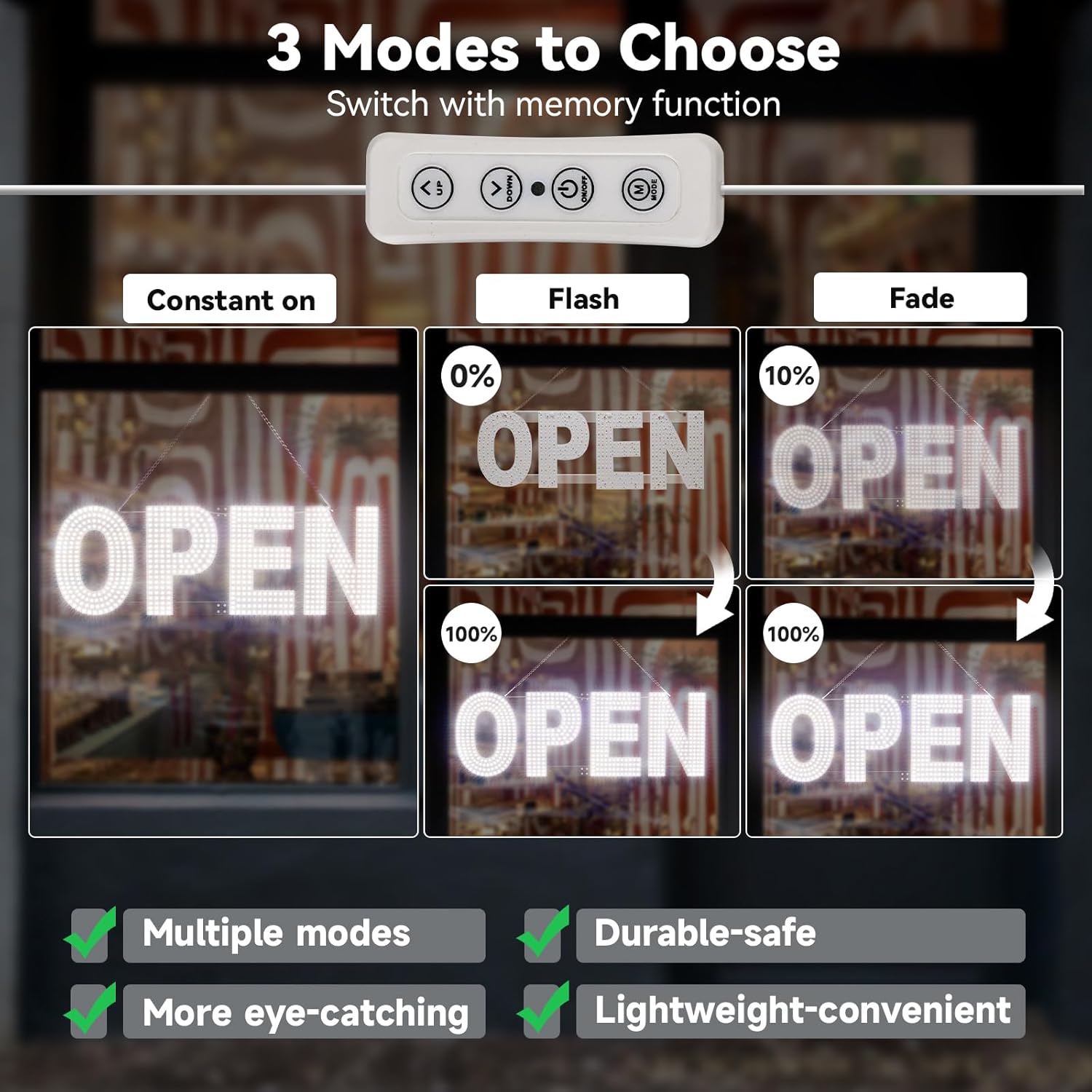 Open Signs for Business, 30"x10" Dimmable Large LED Open Light Up Sign with Hanging Installation for Salon Gym Cafes Store Office Bar Hotel Pubs Cold white