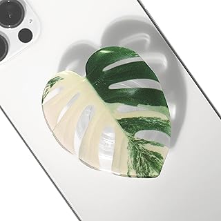 Tropical Rare Leaf Plant Multi Functional Collapsible Expandable Mobile Phone Grip & Kickstand (Albo Monstera)