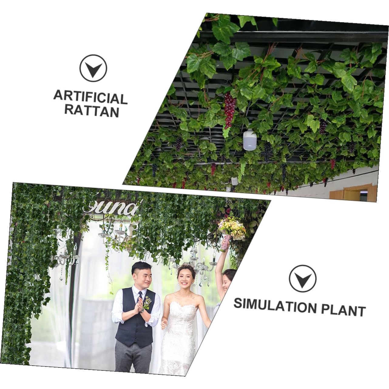 SHERCHPRY 36 Stück Dekoration hängende Schaukel Wand simulierte Rattans Girlande Blätter Fenster Regal Zubehör Efeigrün Pflanzen Laub Dekorationen Rattan Zaun Blatt Garten Eukalyptus DIY Pflanze Faux