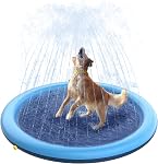 Peteast Tapis de Splash pour Chiens et Enfants - Piscine Antidérapante pour Chiens Grands, Tapis de Jeu Aquatique Extérieur Durable Épaissi de 0,58 mm, Jouet Arroseur d'Été pour Cour (67 po, Bleu)
