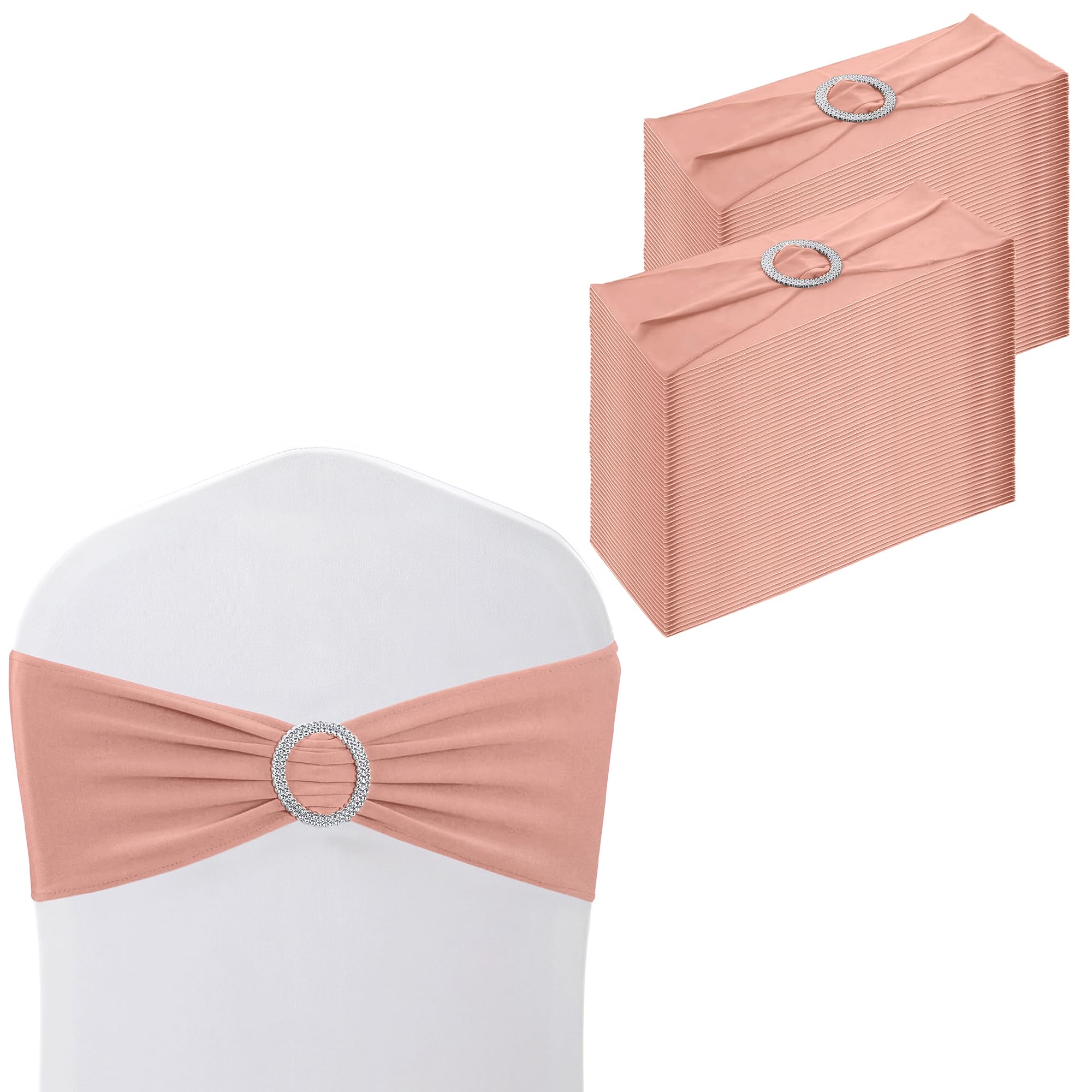 Ceinture de chaise élasthanne or rose WedDecor haute densité avec boucle d'ornement raffinée