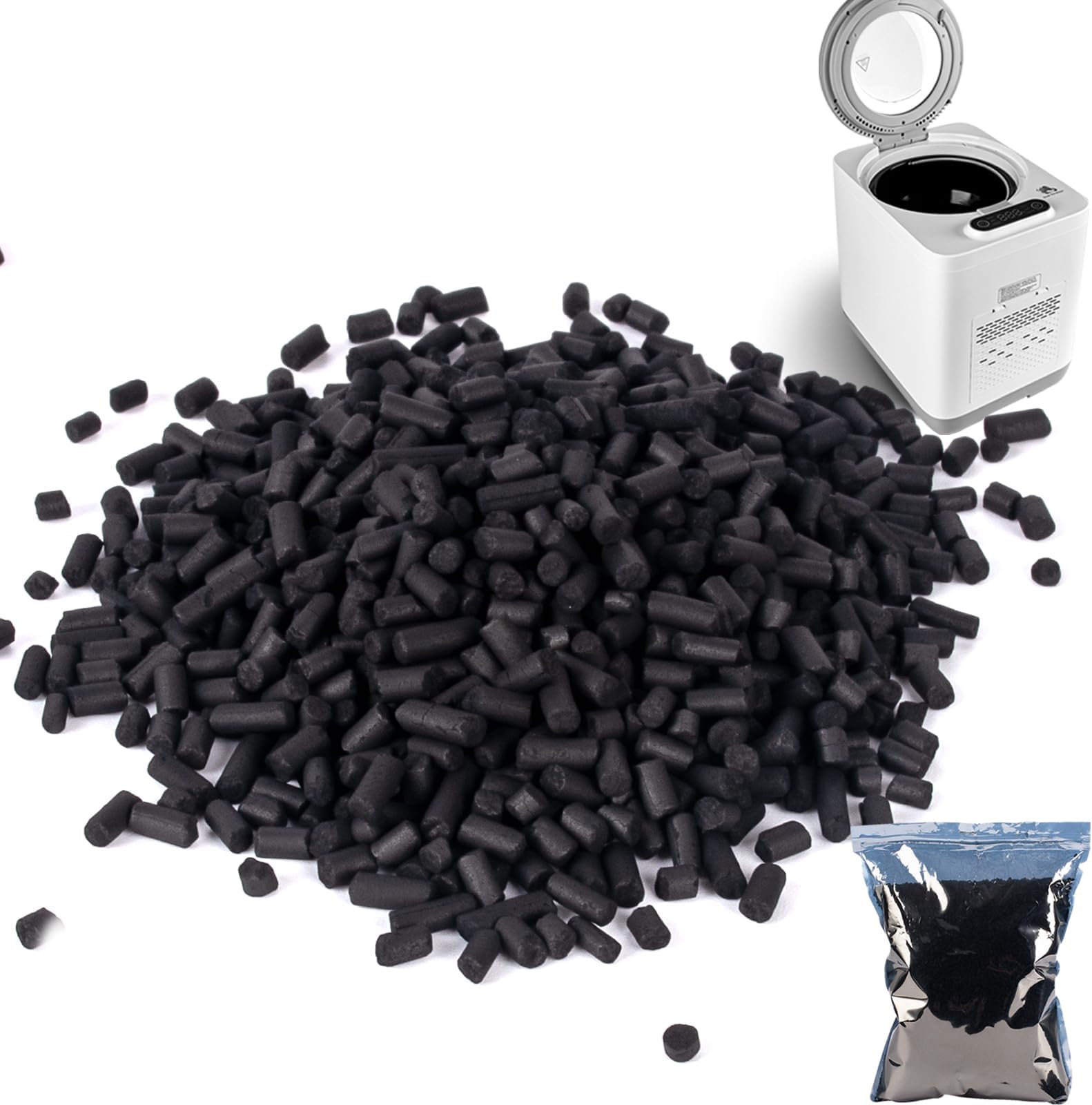 Premium Activated Carbon, Filter Media for Aquariums, Fish Tank, Pond, Swimming Pool, Bulk Charcoal Pellets Replacement for Electric Composter