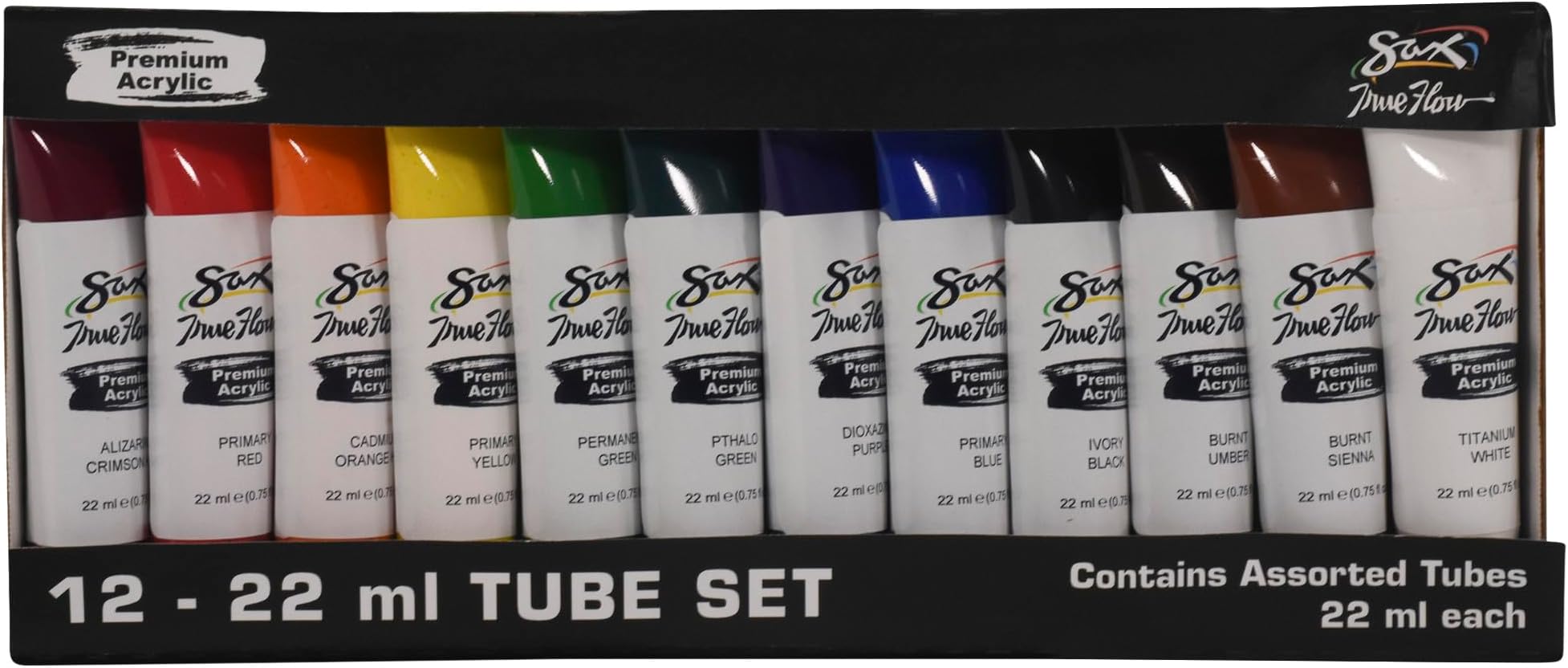 Sax Premium Acrylic Paint, Assorted Colors, 0.75 Ounce Tubes, Set of 12