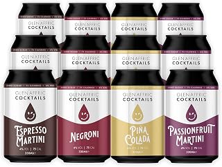 Glen Affric Cocktails 4% RTD Ready to Drink - 12 x 330ml Cans (79 calories per can) 4% ABV | Low Calorie, Vegan & Zero Sugar (Timeless Pack)